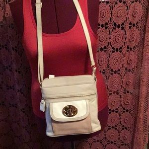 EUC Emma Fox White with Cream pink Shoulder or Crossbody Handbag Purse